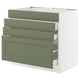 SEKTION / MAXIMERA Armoire inf tbl cuis/4f/3t, blanc/Axstad gris-vert, 36x24x30 "