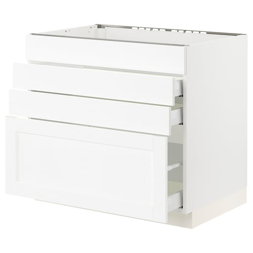 SEKTION / MAXIMERA Armoire inf tbl cuis/4f/3t, blanc Enköping/blanc effet bois, 36x24x30 "