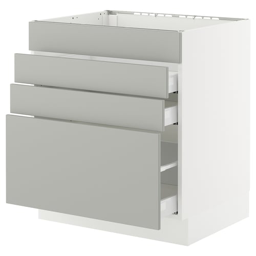 SEKTION / MAXIMERA Armoire inf tbl cuis/4f/3t, blanc/Havstorp gris clair, 30x24x30 "