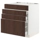 SEKTION / MAXIMERA Armoire inf tbl cuis/4f/3t, blanc/Sinarp brun, 30x24x30 "