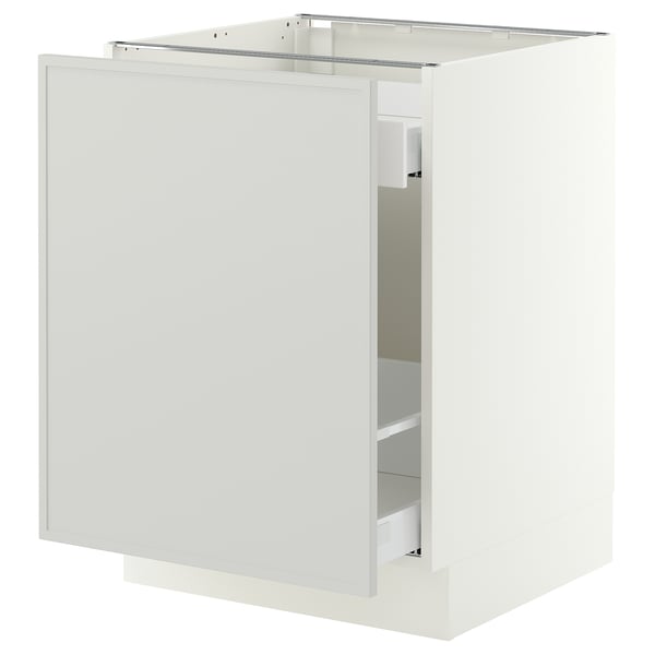 SEKTION / MAXIMERA Armoire inf tri/1 pte, blanc/Aspudden gris clair, 24x24x30 "