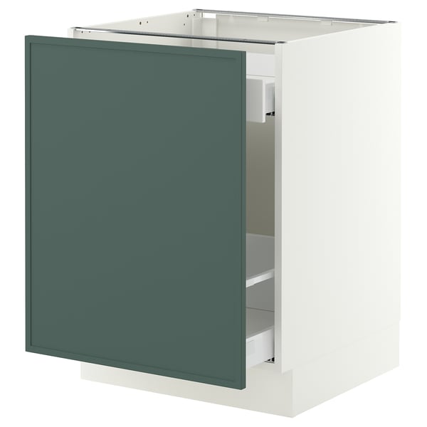 SEKTION / MAXIMERA Armoire inf tri/1 pte, blanc/Aspudden gris-vert foncé, 24x24x30 "