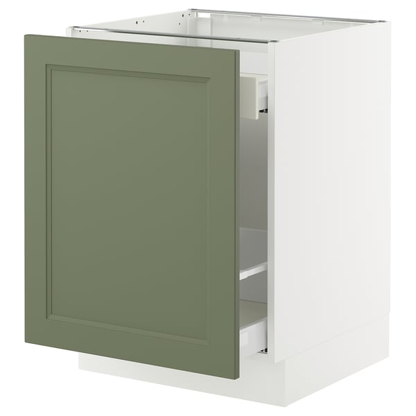 SEKTION / MAXIMERA Armoire inf tri/1 pte, blanc/Axstad gris-vert, 24x24x30 "