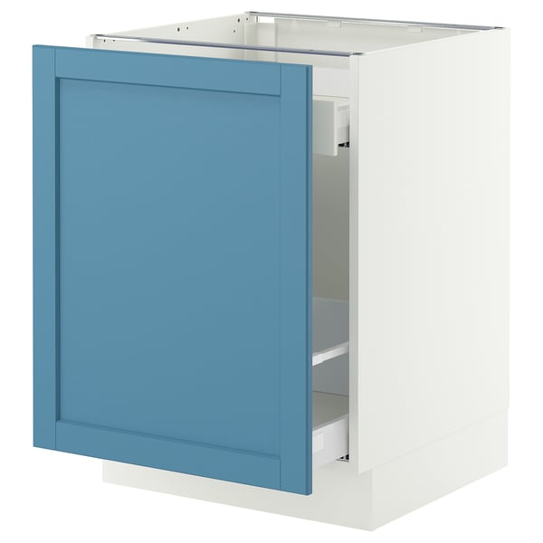 SEKTION / MAXIMERA Armoire inf tri/1 pte, blanc/Lerhyttan bleu, 24x24x30 "