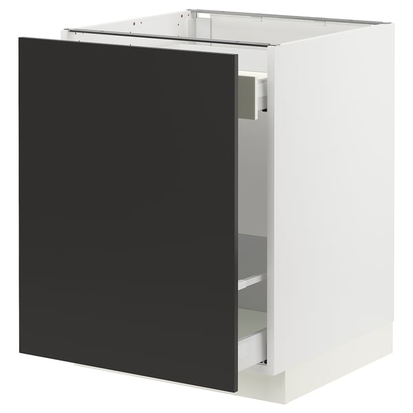 SEKTION / MAXIMERA Armoire inf tri/1 pte, blanc/Nickebo anthracite mat, 24x24x30 "