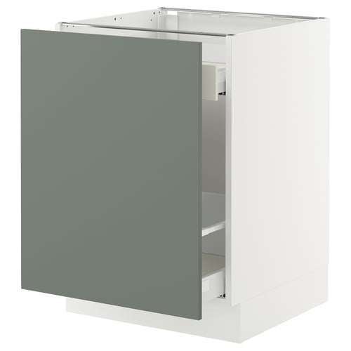 SEKTION / MAXIMERA Armoire inf tri/1 pte, blanc/Nickebo gris -vert mat, 24x24x30 "