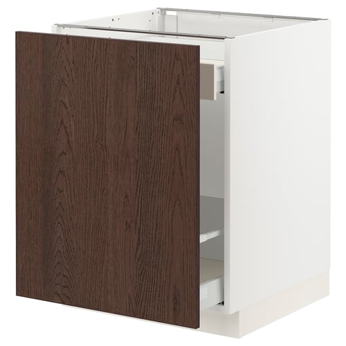 SEKTION / MAXIMERA Armoire inf tri/1 pte, blanc/Sinarp brun, 24x24x30 "