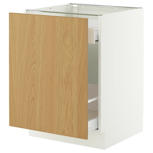 SEKTION / MAXIMERA Armoire inf tri/1 pte, blanc/Sinarp chêne plaqué, 24x24x30 "