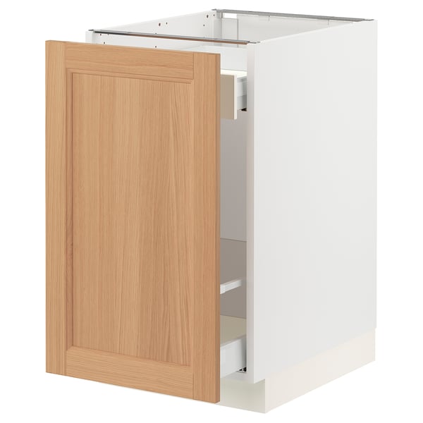 SEKTION / MAXIMERA Armoire inf tri/1 pte, blanc/Vedhamn chêne, 18x24x30 "
