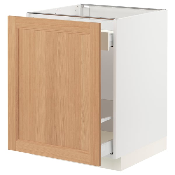 SEKTION / MAXIMERA Armoire inf tri/1 pte, blanc/Vedhamn chêne, 24x24x30 "