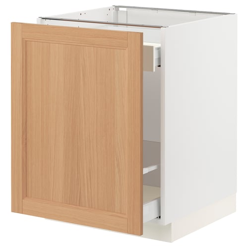 SEKTION / MAXIMERA Armoire inf tri/1 pte, blanc/Vedhamn chêne, 24x24x30 "