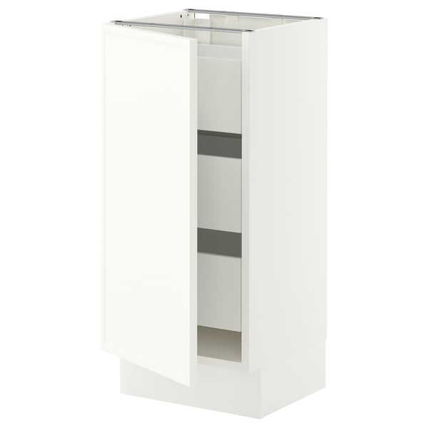 SEKTION / MAXIMERA Armoire inférieure 1 pte/3 tir, blanc/Aspudden blanc mat, 15x15x30 "