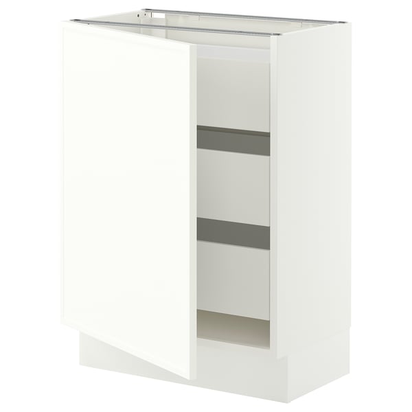 SEKTION / MAXIMERA Armoire inférieure 1 pte/3 tir, blanc/Aspudden blanc mat, 24x15x30 "