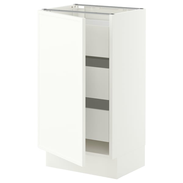 SEKTION / MAXIMERA Armoire inférieure 1 pte/3 tir, blanc/Aspudden blanc mat, 18x15x30 "