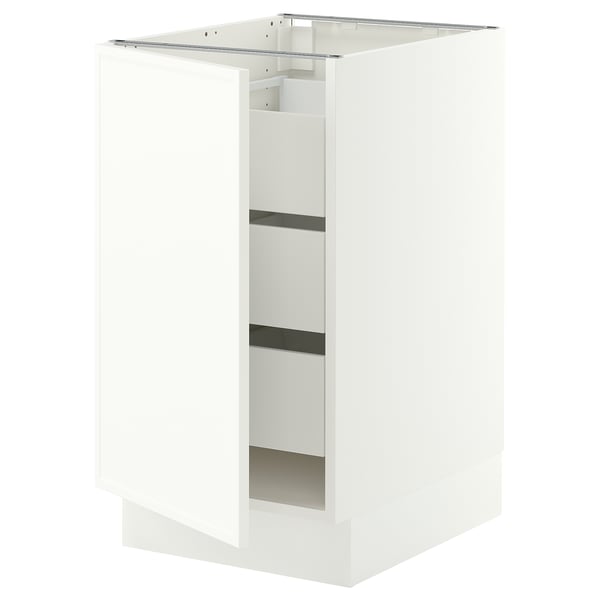 SEKTION / MAXIMERA Armoire inférieure 1 pte/3 tir, blanc/Aspudden blanc mat, 18x24x30 "