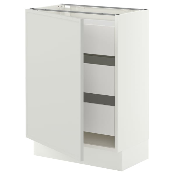 SEKTION / MAXIMERA Armoire inférieure 1 pte/3 tir, blanc/Aspudden gris clair, 24x15x30 "