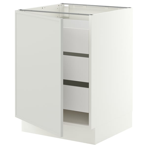 SEKTION / MAXIMERA Armoire inférieure 1 pte/3 tir, blanc/Aspudden gris clair, 24x24x30 "