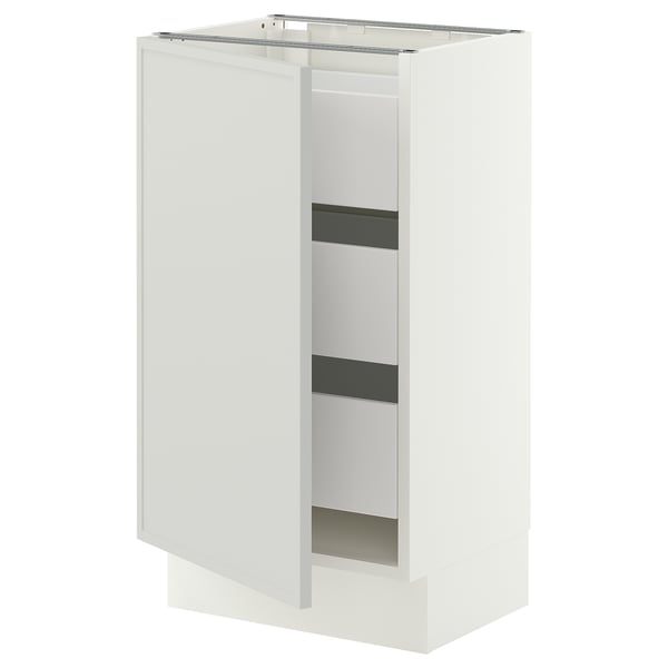 SEKTION / MAXIMERA Armoire inférieure 1 pte/3 tir, blanc/Aspudden gris clair, 18x15x30 "
