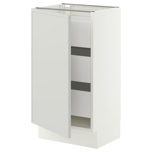 SEKTION / MAXIMERA Armoire inférieure 1 pte/3 tir, blanc/Aspudden gris clair, 18x15x30 "