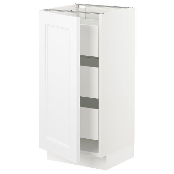 SEKTION / MAXIMERA Armoire inférieure 1 pte/3 tir, blanc/Axstad blanc mat, 15x15x30 "