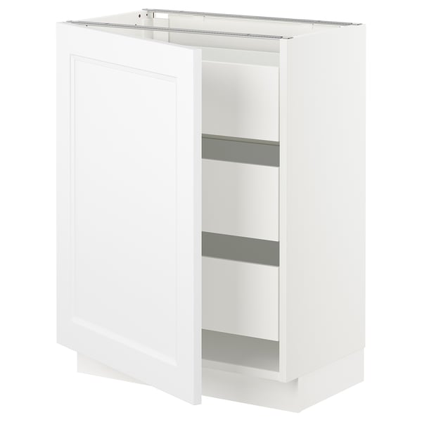 SEKTION / MAXIMERA Armoire inférieure 1 pte/3 tir, blanc/Axstad blanc mat, 24x15x30 "