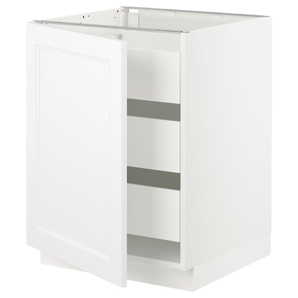 SEKTION / MAXIMERA Armoire inférieure 1 pte/3 tir, blanc/Axstad blanc mat, 24x24x30 "