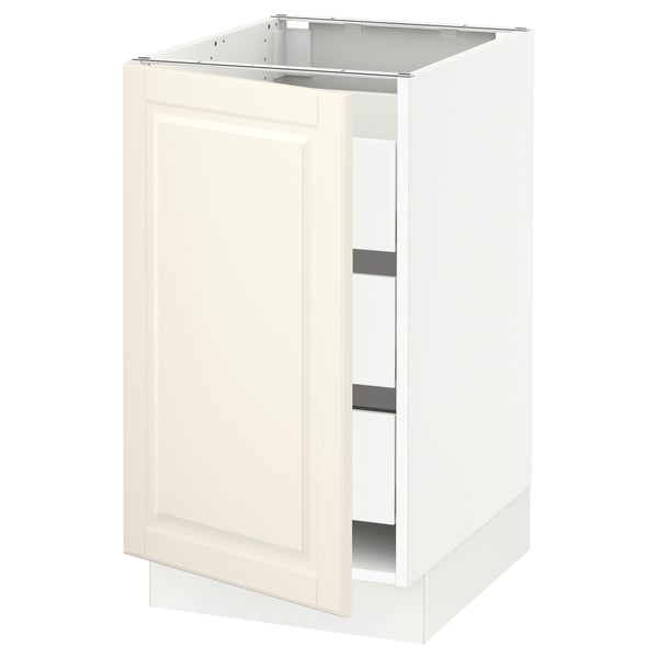 SEKTION / MAXIMERA Armoire inférieure 1 pte/3 tir, blanc/Bodbyn blanc cassé, 18x24x30 "