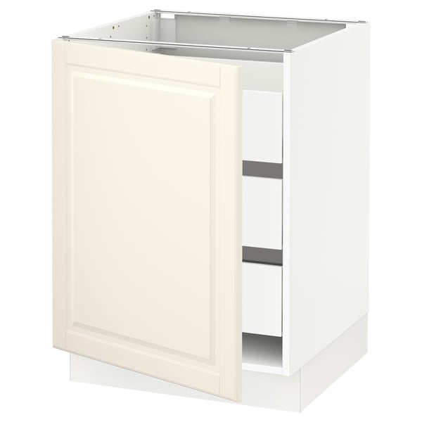 SEKTION / MAXIMERA Armoire inférieure 1 pte/3 tir, blanc/Bodbyn blanc cassé, 24x24x30 "
