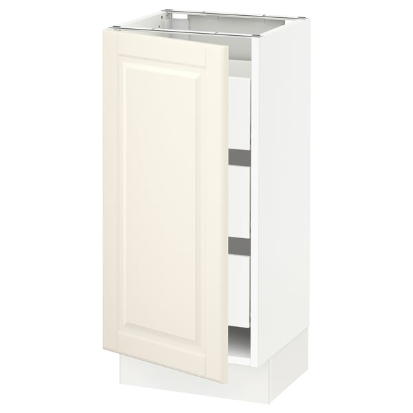 SEKTION / MAXIMERA Armoire inférieure 1 pte/3 tir, blanc/Bodbyn blanc cassé, 15x15x30 "