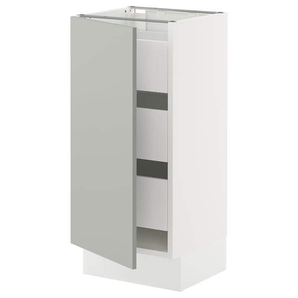 SEKTION / MAXIMERA Armoire inférieure 1 pte/3 tir, blanc/Havstorp gris clair, 15x15x30 "