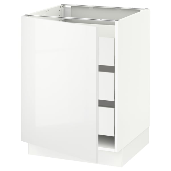 SEKTION / MAXIMERA Armoire inférieure 1 pte/3 tir, blanc/Ringhult blanc, 24x24x30 "