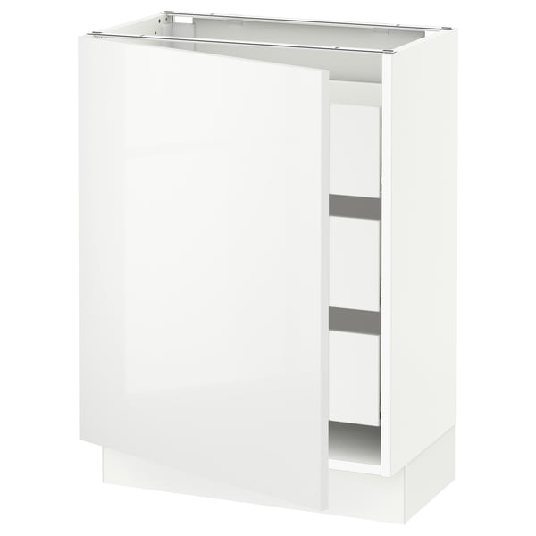 SEKTION / MAXIMERA Armoire inférieure 1 pte/3 tir, blanc/Ringhult blanc, 24x15x30 "