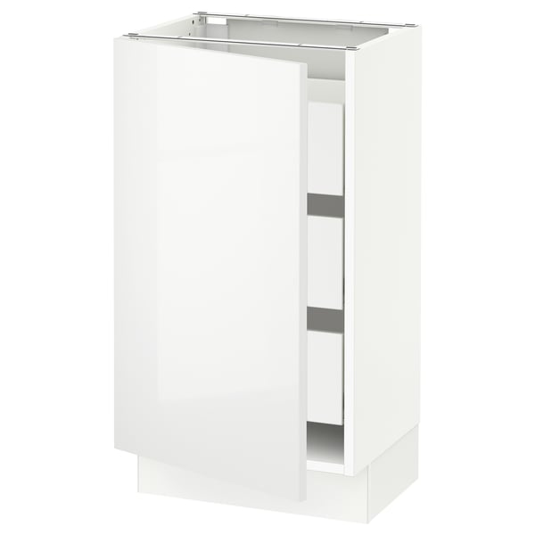 SEKTION / MAXIMERA Armoire inférieure 1 pte/3 tir, blanc/Ringhult blanc, 18x15x30 "