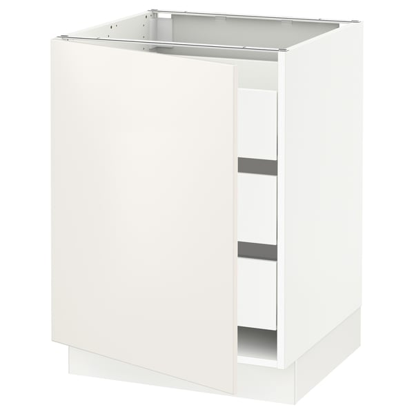 SEKTION / MAXIMERA Armoire inférieure 1 pte/3 tir, blanc/Veddinge blanc, 24x24x30 "