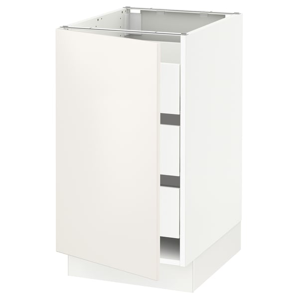 SEKTION / MAXIMERA Armoire inférieure 1 pte/3 tir, blanc/Veddinge blanc, 18x24x30 "