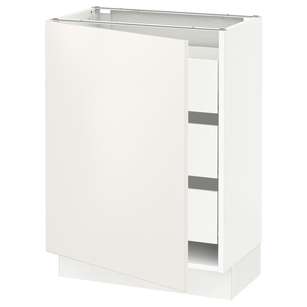 SEKTION / MAXIMERA Armoire inférieure 1 pte/3 tir, blanc/Veddinge blanc, 24x15x30 "