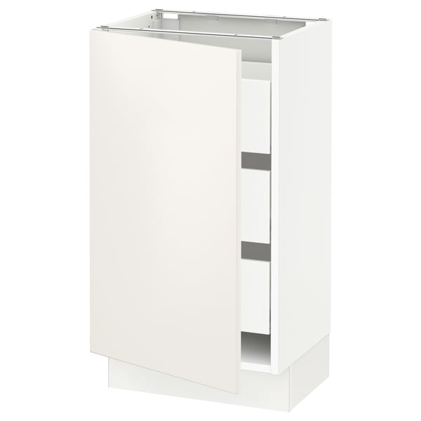 SEKTION / MAXIMERA Armoire inférieure 1 pte/3 tir, blanc/Veddinge blanc, 18x15x30 "