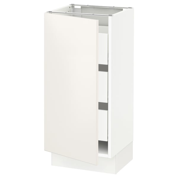 SEKTION / MAXIMERA Armoire inférieure 1 pte/3 tir, blanc/Veddinge blanc, 15x15x30 "