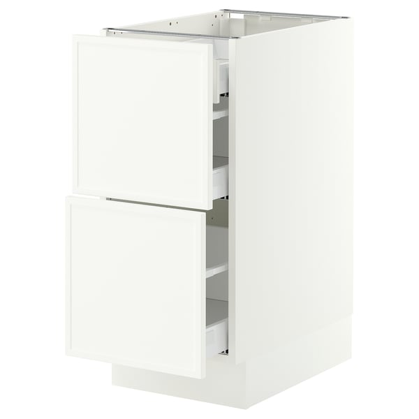 SEKTION / MAXIMERA Armoire inférieure 2 façades/3 tir, blanc/Aspudden blanc mat, 15x24x30 "