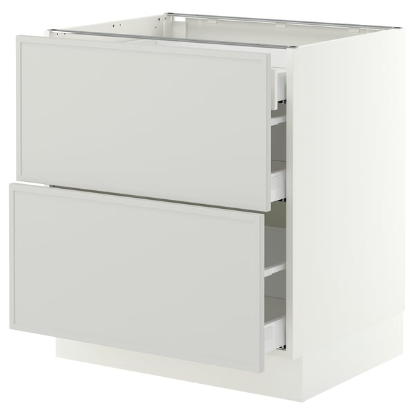 SEKTION / MAXIMERA Armoire inférieure 2 façades/3 tir, blanc/Aspudden gris clair, 30x24x30 "