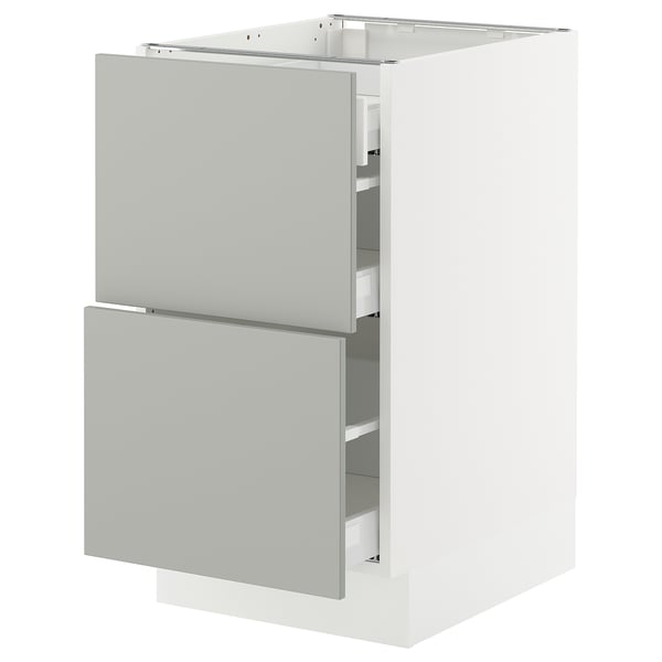 SEKTION / MAXIMERA Armoire inférieure 2 façades/3 tir, blanc/Havstorp gris clair, 18x24x30 "