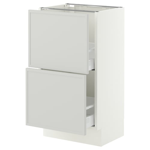 SEKTION / MAXIMERA Armoire inférieure 2 tiroirs, blanc/Aspudden gris clair, 18x15x30 "