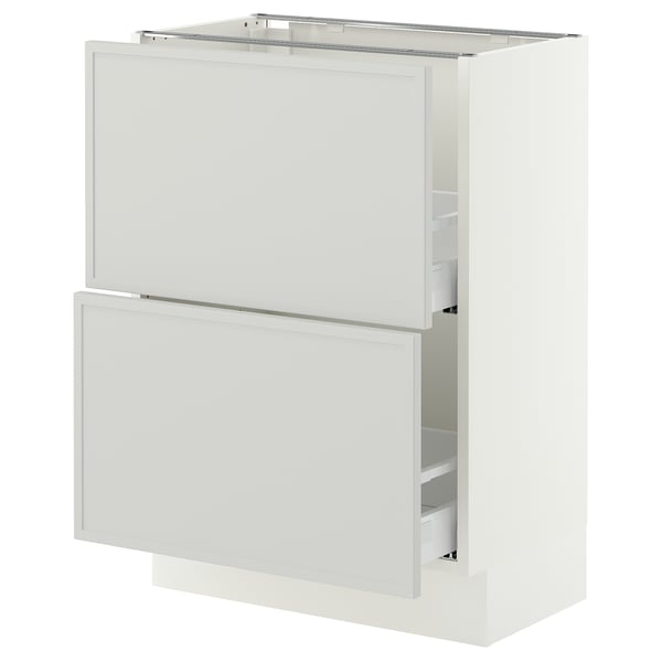 SEKTION / MAXIMERA Armoire inférieure 2 tiroirs, blanc/Aspudden gris clair, 24x15x30 "