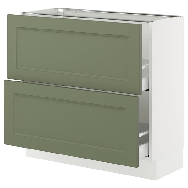 SEKTION / MAXIMERA Armoire inférieure 2 tiroirs, blanc/Axstad gris-vert, 36x15x30 "