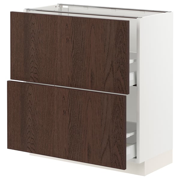 SEKTION / MAXIMERA Armoire inférieure 2 tiroirs, blanc/Sinarp brun, 30x15x30 "