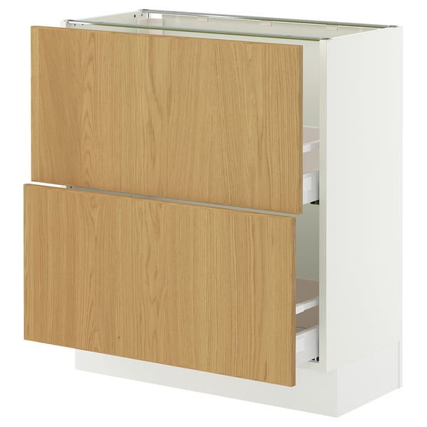 SEKTION / MAXIMERA Armoire inférieure 2 tiroirs, blanc/Sinarp chêne plaqué, 30x15x30 "