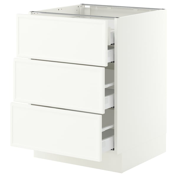SEKTION / MAXIMERA Armoire inférieure 3 faces/4tiroirs, blanc/Aspudden blanc mat, 24x24x30 "