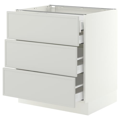 SEKTION / MAXIMERA Armoire inférieure 3 faces/4tiroirs, blanc/Aspudden gris clair, 30x24x30 "