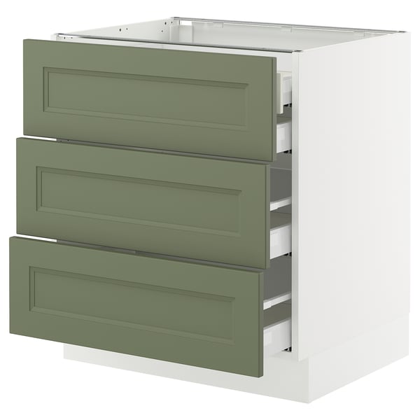 SEKTION / MAXIMERA Armoire inférieure 3 faces/4tiroirs, blanc/Axstad gris-vert, 30x24x30 "
