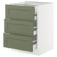 SEKTION / MAXIMERA Armoire inférieure 3 faces/4tiroirs, blanc/Axstad gris-vert, 24x24x30 "